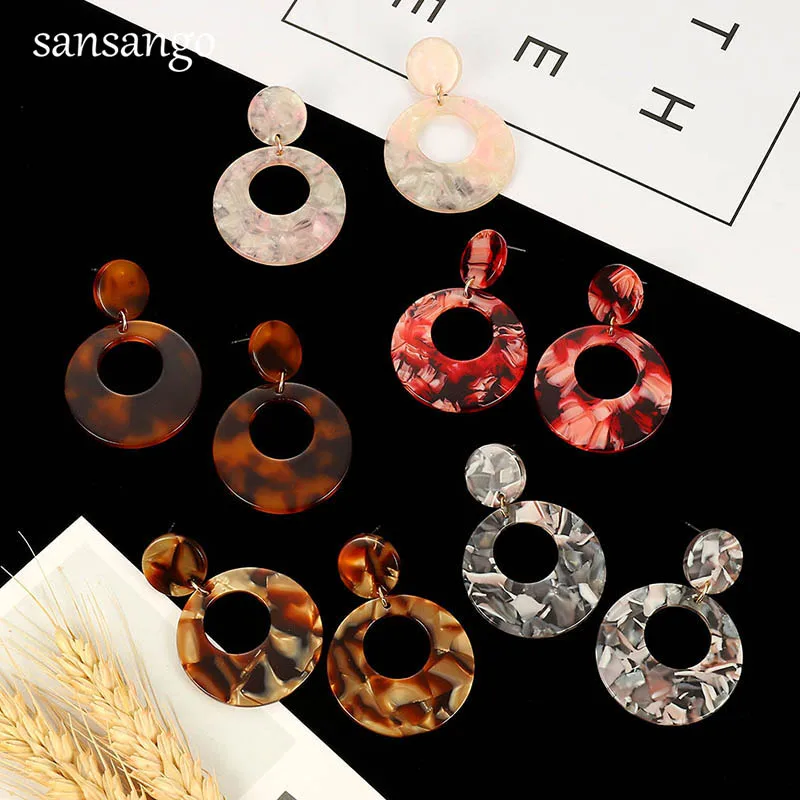 

2019 Dropshipping Tortoiseshell Acetate Resin Dangle Earrings Leopard Print Big Circle Earrings For Women Jewelry Gift Wholesale