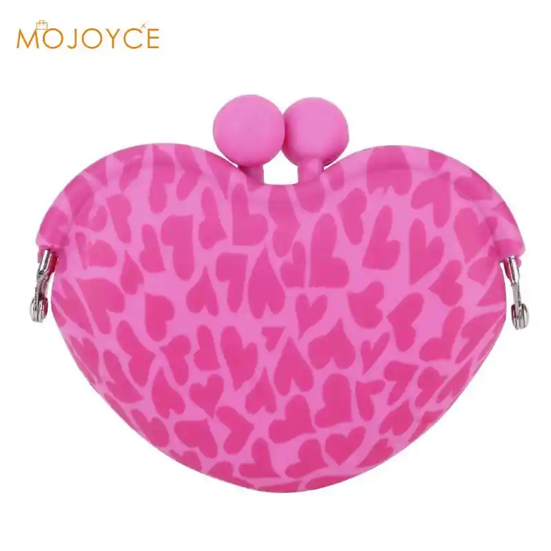 Heart Shape Coins Purse Sweet Cute Creative Women Girls Silicone Mini Heart Clip Hasp Key Coin ...