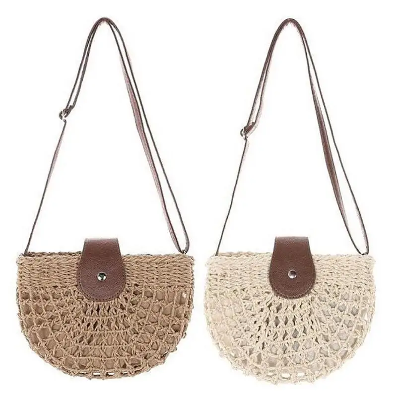 

Stylish Beach Straw Woven Bohemia Shoulder Crossbody Handbags Women Knitted Casual Messenger Bags Hollowed Purely Hand-made Bags