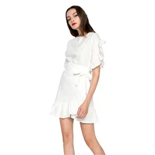 Ruffle Sexy Short Women Wrap Dress Mini Party Elegant Dress Casual Tie Bow Beach Dress Ruffle Sexy Short Women Wrap Dress Mini Party Elegant Dress Casual Tie Bow Beach Dress