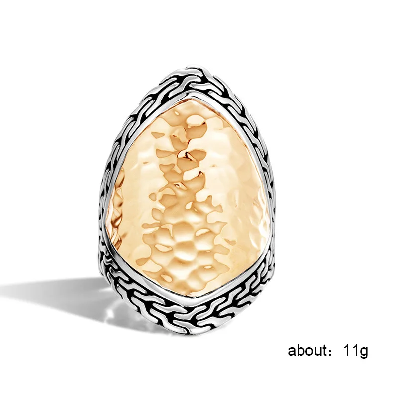 

925 silver jewelry ring Diamond ring costume jewelry Retro exaggerated texture epoxy Indian Jewelry Men's AccessoriesB1509