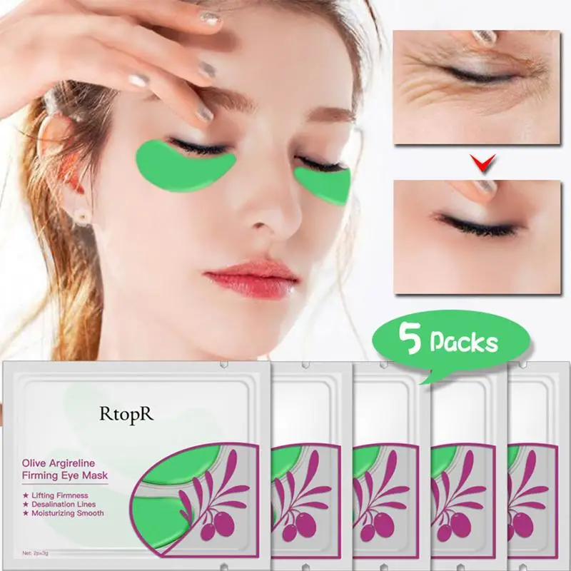 5pair Olive Argireline Firming Eye Mask Moisturizing Smooth Lifting Firmness Eye Serum Dark Circles Fine Lines Green Eye Patches