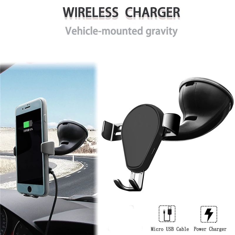 Windshield Vehicle mounted Gravity Fast Wireless Charging USB Smart