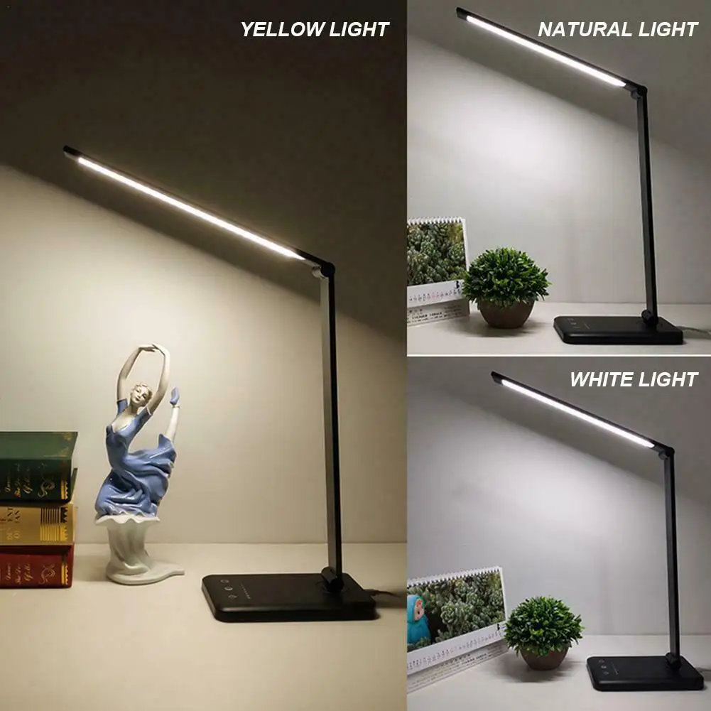

LED Desk Lamp Foldable Dimmable Rotatable Eye Care LED Touch-Sensitive Controller USB Charging Port Table Lamp Drop Shipping