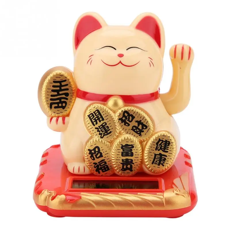 Maneki Neko на солнечных батареях, радушный Кот, удача для дома, автомобиля, отеля, ресторана, Декор, ремесло, модная новинка, черный/белый кот