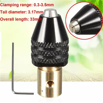 

New Mini Brass & Aluminum Alloy Black& Gold Universal 0.3-3.5mm Small Micro Electronic Drill Chuck Tools Set