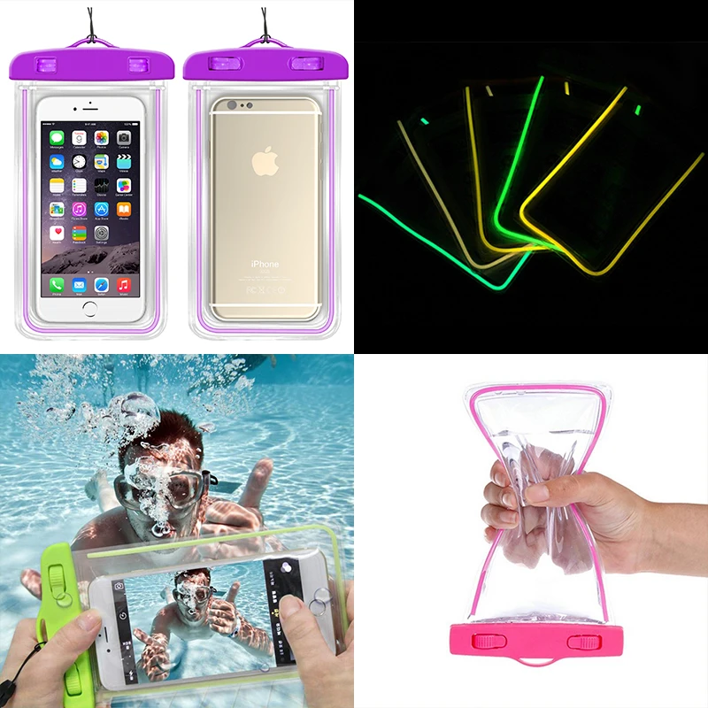 Fluoreszenz Handy Wasserdichte Tasche PVC Leucht Wasserdichte Telefon Fall Abdeckung Spa Schwimmen Zubehör Geeignet 6in Handys