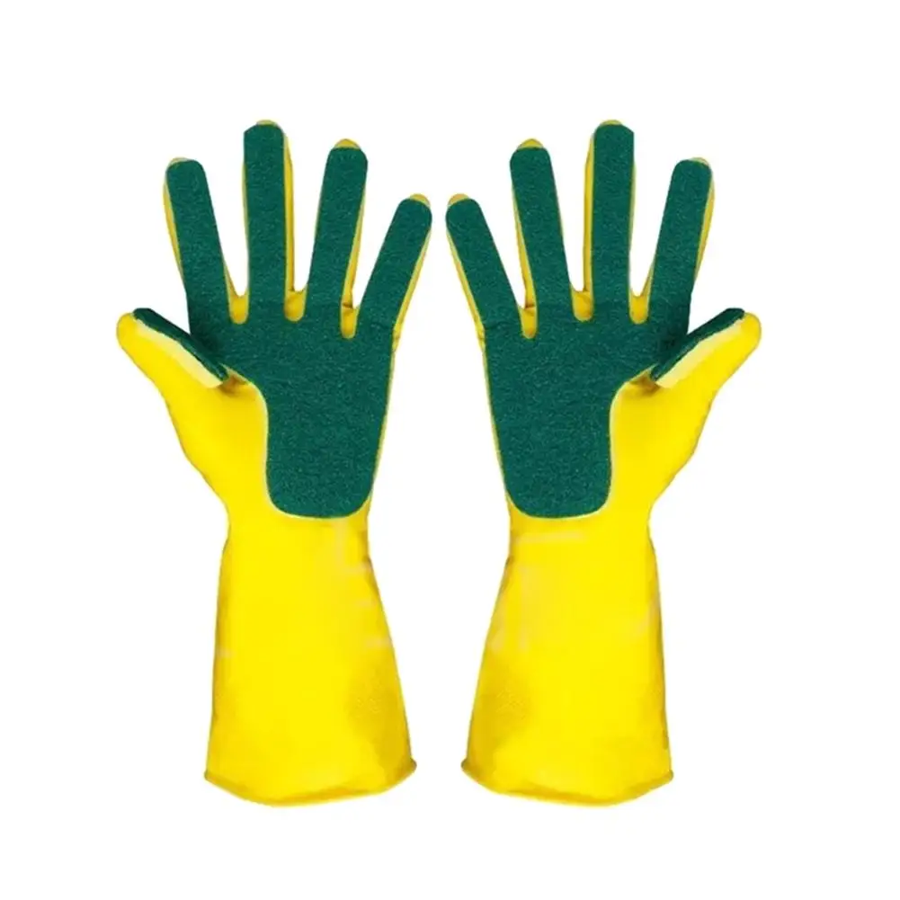 1 Pair Reusable Sponge Fingers Latex made Kitchen Cleaning Gloves