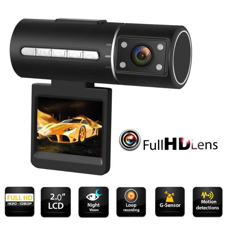 

FHD 1080p Mini Car DVR Camera Detachable Screen Rotatable Lens WDR Night Vision Dash Cam Recorder Loop Video Recording Function