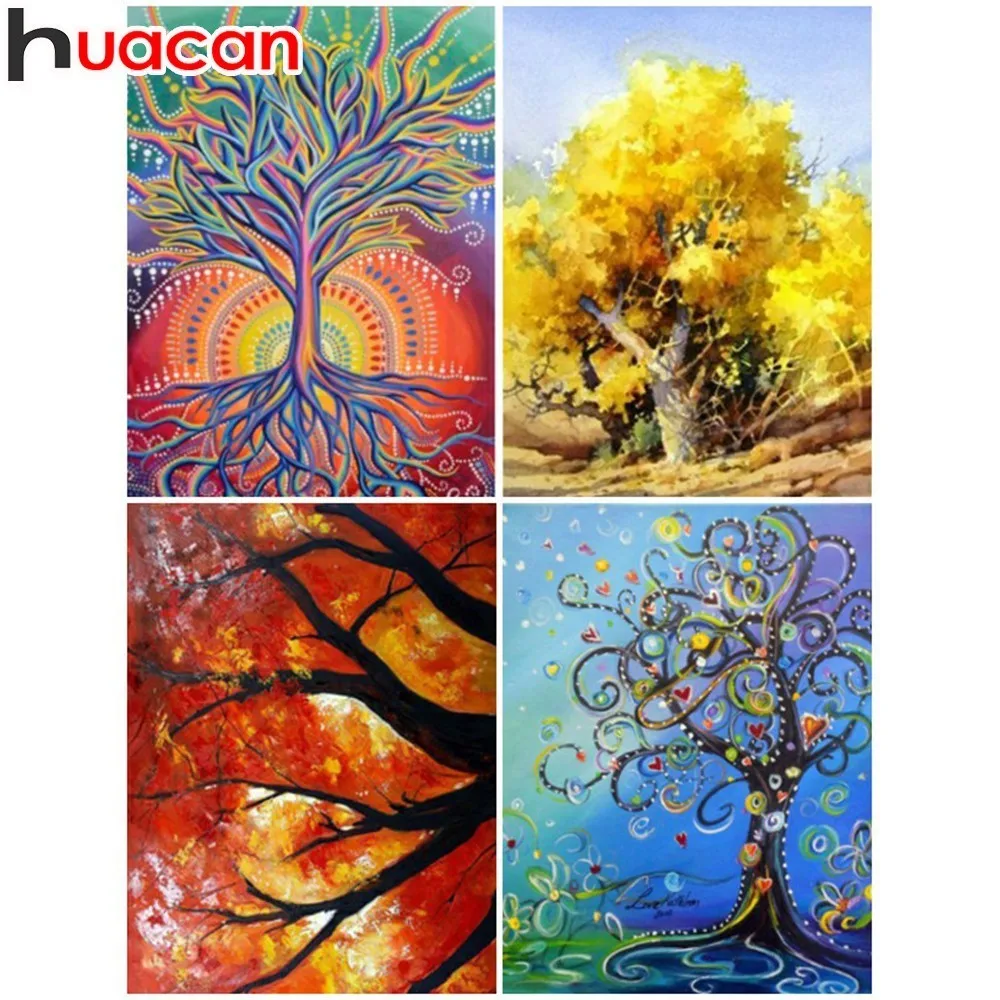 

HUACAN Diamond Painting Full Square Creative Tree Landscape With Diamonds Picture Of Rhinestone Mosaic Flowers Decor Home Gift