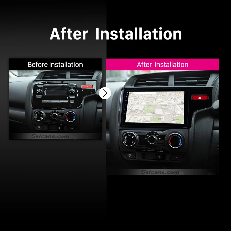Perfect Seicane 10.1" Android 8.1/9.0 HD 1024*600 Radio Bluetooth GPS Navi Car Stereo Unit Player for 2014 2015 HONDA JAZZ/FIT (RHD) 5