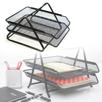 

Office Filing Trays Holder A4 Document Letter Paper Wire Mesh Storage 2 Tiers