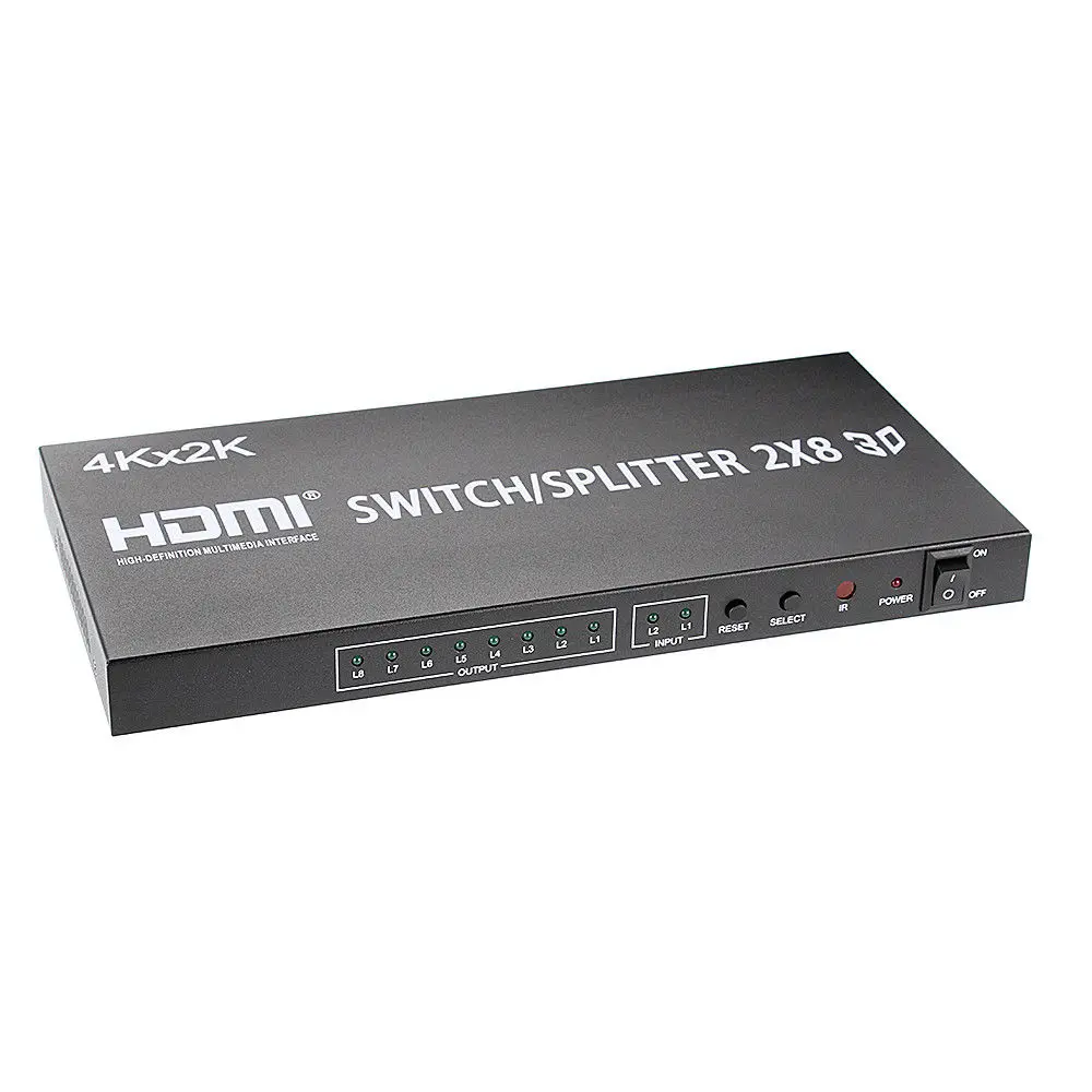 2X8 HDMI 3D True Matrix Switch Splitter 2 в источнике 8 Out display W/Remote 4K 2K|Кабели HDMI| |