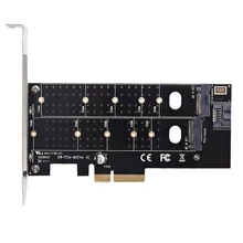 Double M.2 Adaptateur Pcie, M2 Ssd Nvme (Touche M) Ou Sata (Touche B) 22110 2280 2260 2242 2230 Vers Pci-E 3.0X4 Contrôleur Hôte Expansio