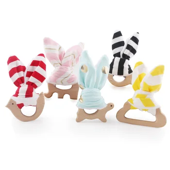 

CHEWELRY 1Pc Cartoon Elephant Wooden Teether Cotton Baby Rattle Wood Teething Baby Mobile Music Infant Babyplay Teether For Kids