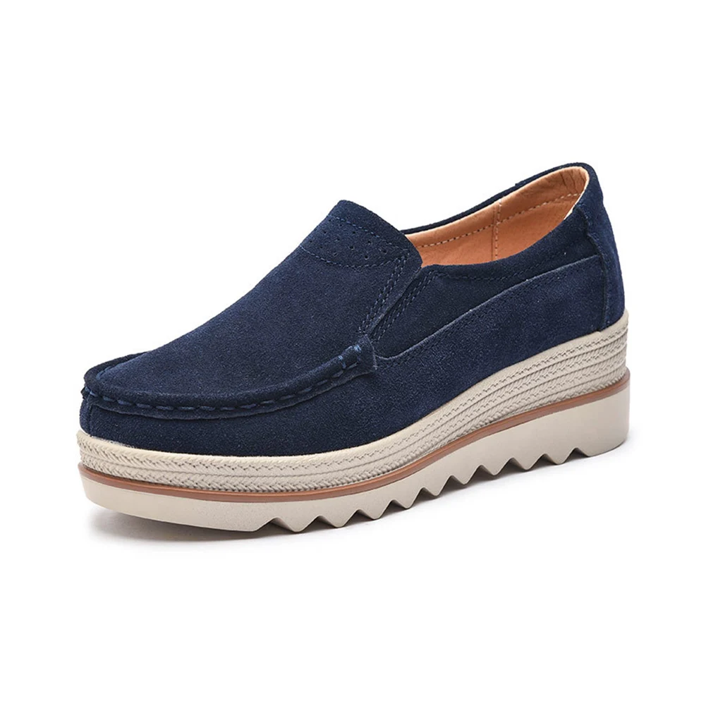 

YJSFG HOUSE 2018 Autumn Women Platform Shoes Suede Leather Loafers Slip on Casual Shoes Women Moccasins Ladies Footwear