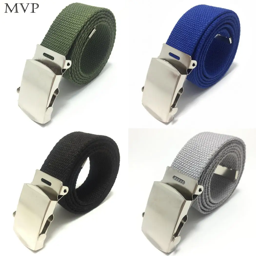 Unisex Canvas Waist Belt Automatic Buckle Army Belt Practical
