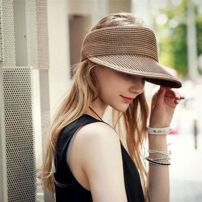

Hats for Women Wide Large Brim Floppy Summer Beach Sun Hat Straw Hat Button Cap Summer Hats For Women Anti-uv Visor Cap Female