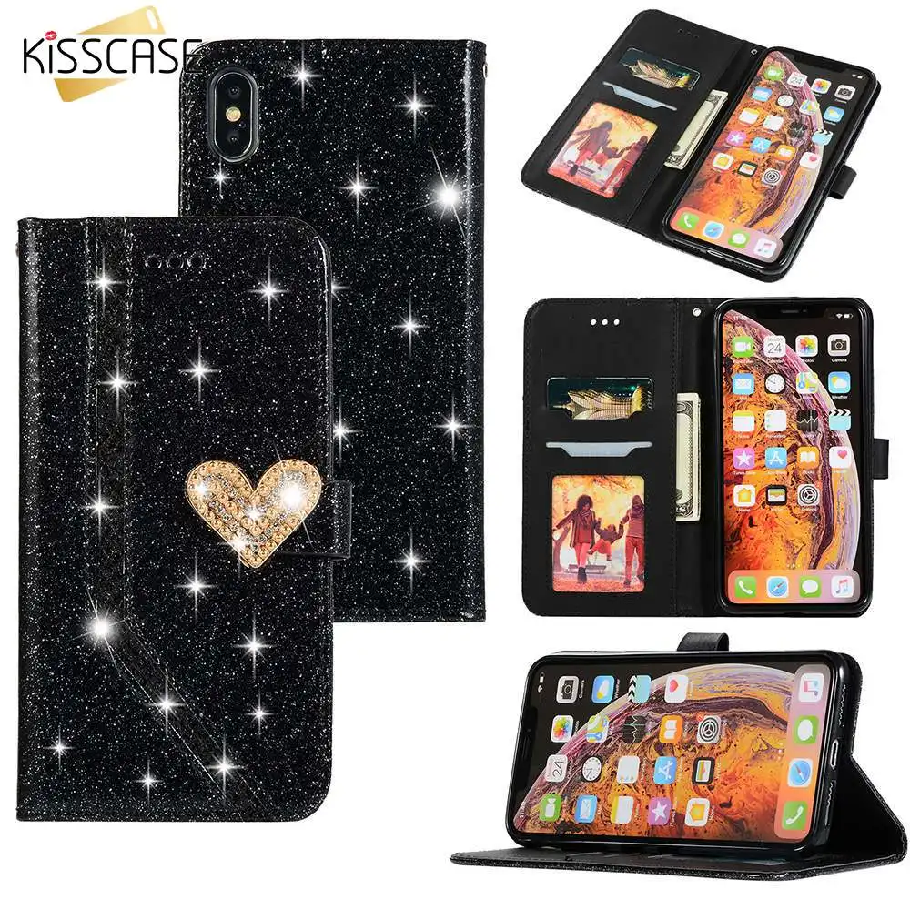 KISSCASE кожаный блестящий чехол для iPhone 5 5S SE телефона 6 6S 7 8 Plus Чехлы X XS XR MAX чехлы
