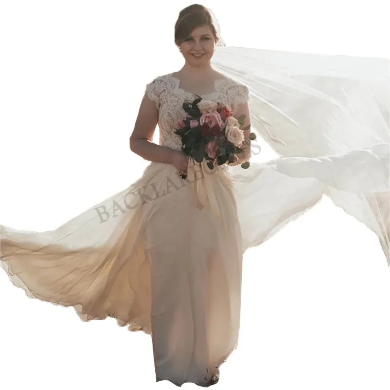 Романтическое кружевное свадебное платье 2018 Lvory/Белое платье невесты шифоновая юбка