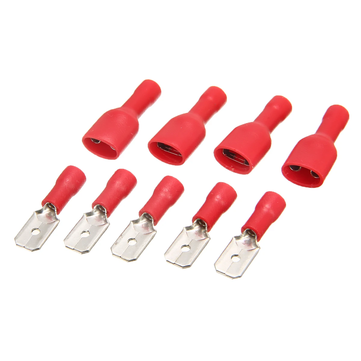 

Mayitr 100Pcs/set Red Insulated Spade Connector Mixed Fully Insulated Spade Crimp Terminal Connector 22-16AWG