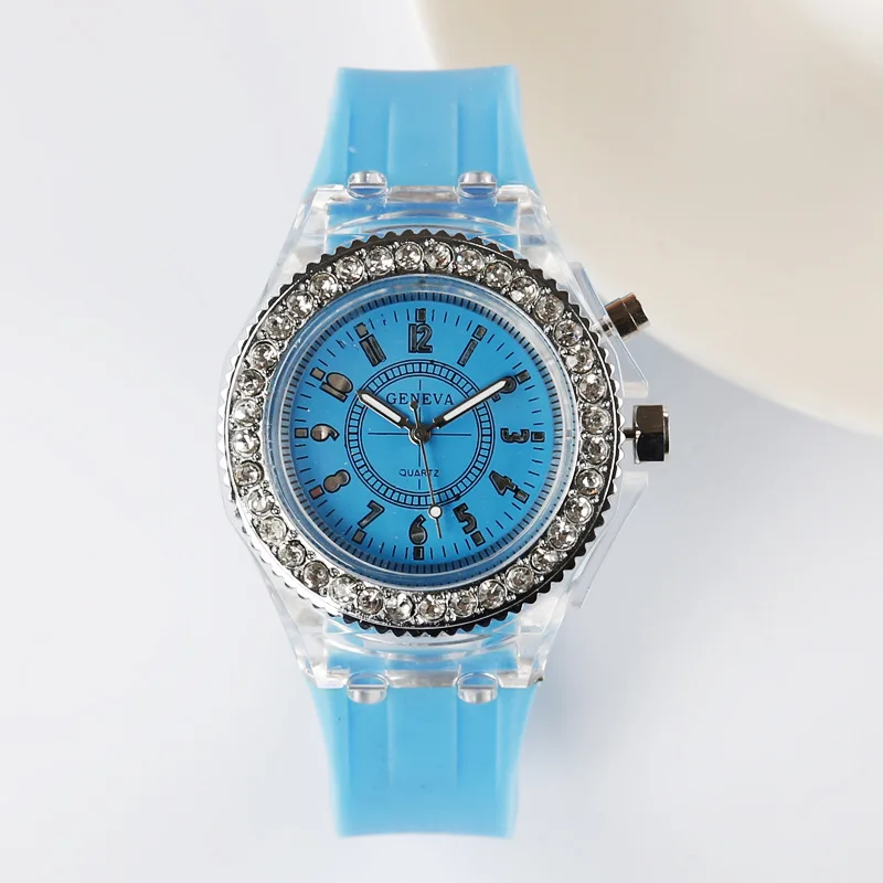 

Fashion Lighting Geneva Watches Recreational Silica Watches for Men and Women Lighting LED Watches