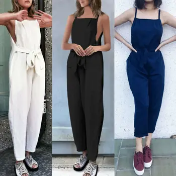 

Fine Sling 2019 New Sexy Women Jumpsuit Solid Off Shoulder Sleeveless Casual Loose Rompers Bodysuit Fashion Party Streetwear