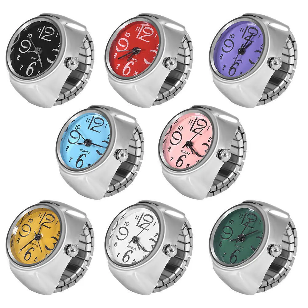 

Shellhard Women's Quartz Analog Creative Stainless Steel Cool Finger Ring Watch Ladies Large Number Silver Small Wristwatches