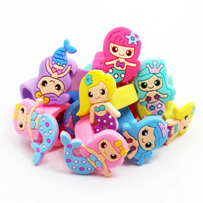 

20pcs/lot Colors Princess Little Mermaid Silicone Finger Ring Kids Party Costume Birthday Festival Party Takeaways Favor Goodie