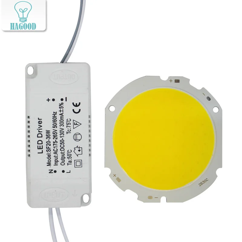

1pcs LED COB Lamp Bead 10W-30W Light Source Chip+LED Driver Power Supply Adapter Cold/Warm/Natural White for diy LED Spot light