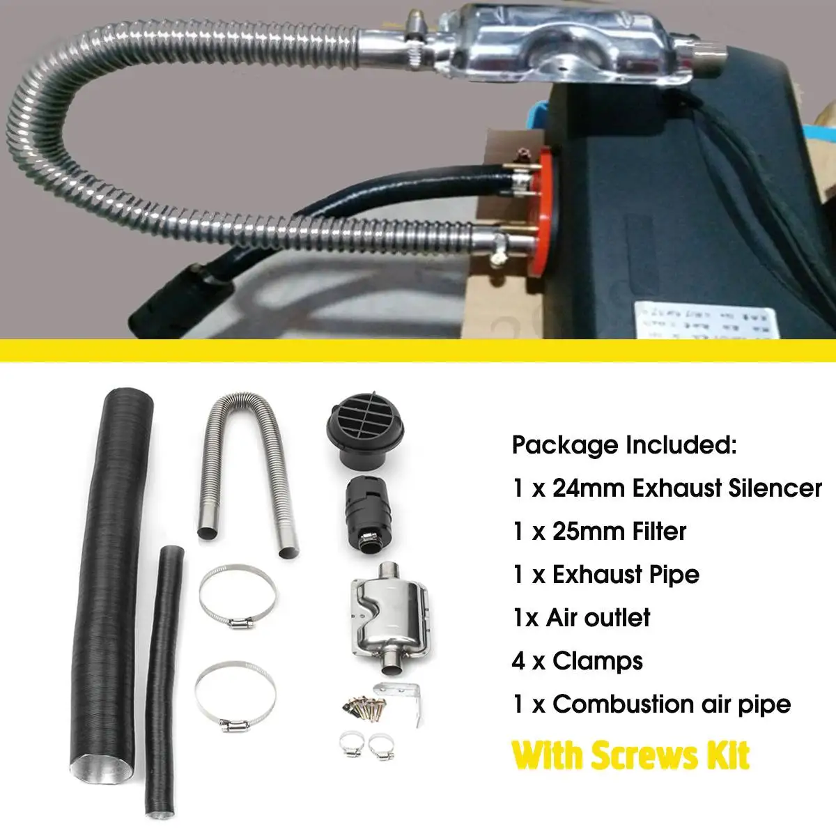 Set For Diesel Heater Replacement Air Intake Pipe Air Filter Silencer