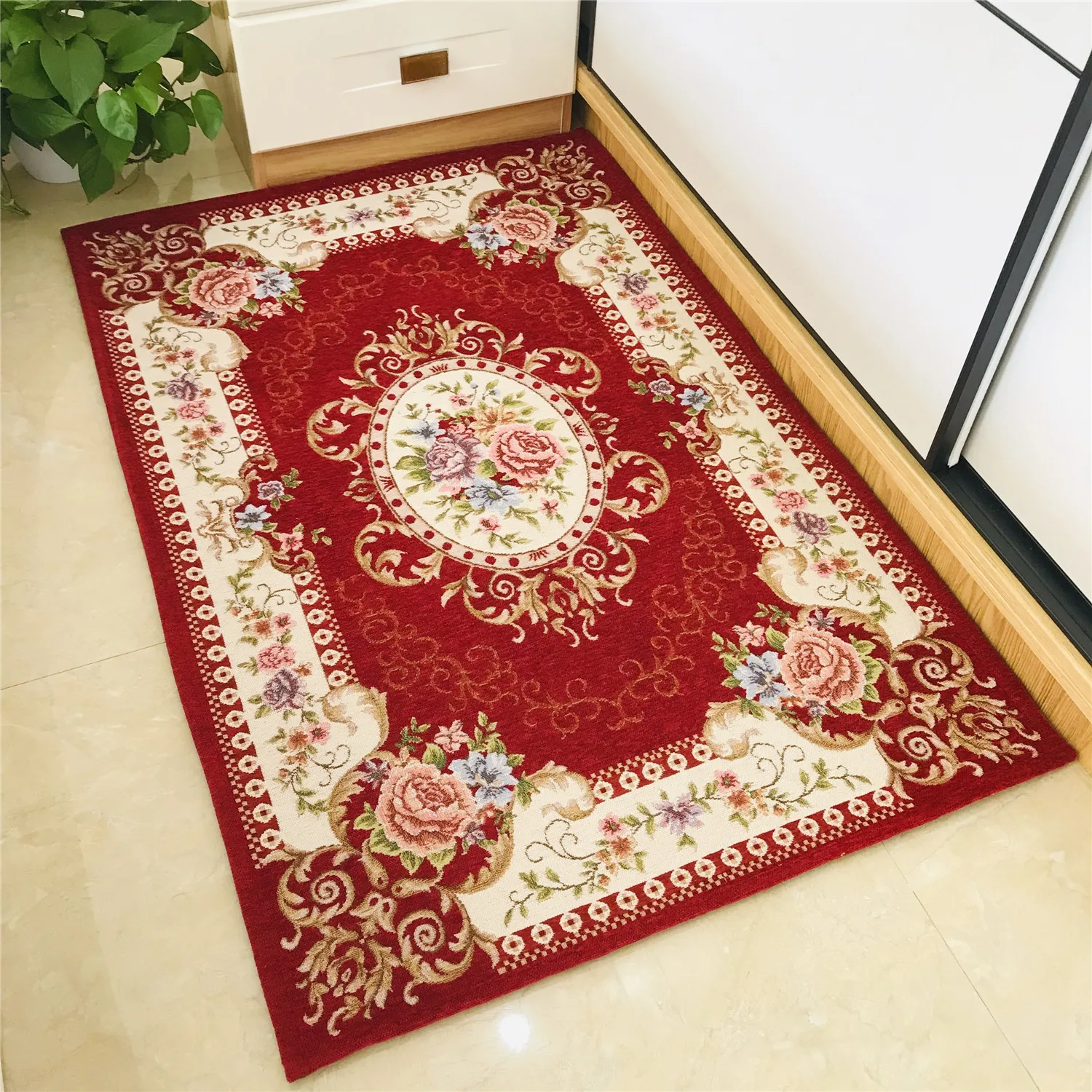 

Anti-slip Hallway Entrance Doormat Kitchen Mat Long Bath Carpet Modern Tapete Absorbent Bedroom Living Room Floor Mats Red