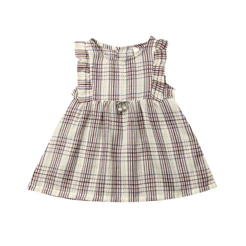 

1-5 Years Cute Girls Plaid Dress Princess Dresses For Girls Sleeveless Blue Brown Girls Summer Dress Newborn Kids Elsa Dress
