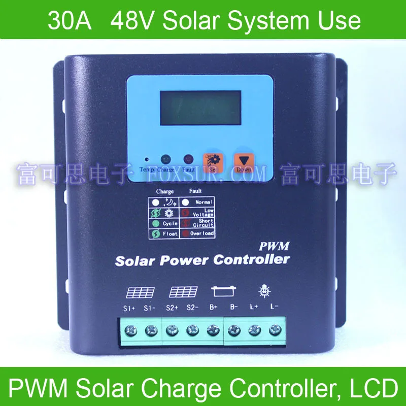 

30a 48v Pwm Solar Charge Controller, With Lcd Display Battery Voltage And Capacity, Hi-quality Display Charging For Off Grid Pv
