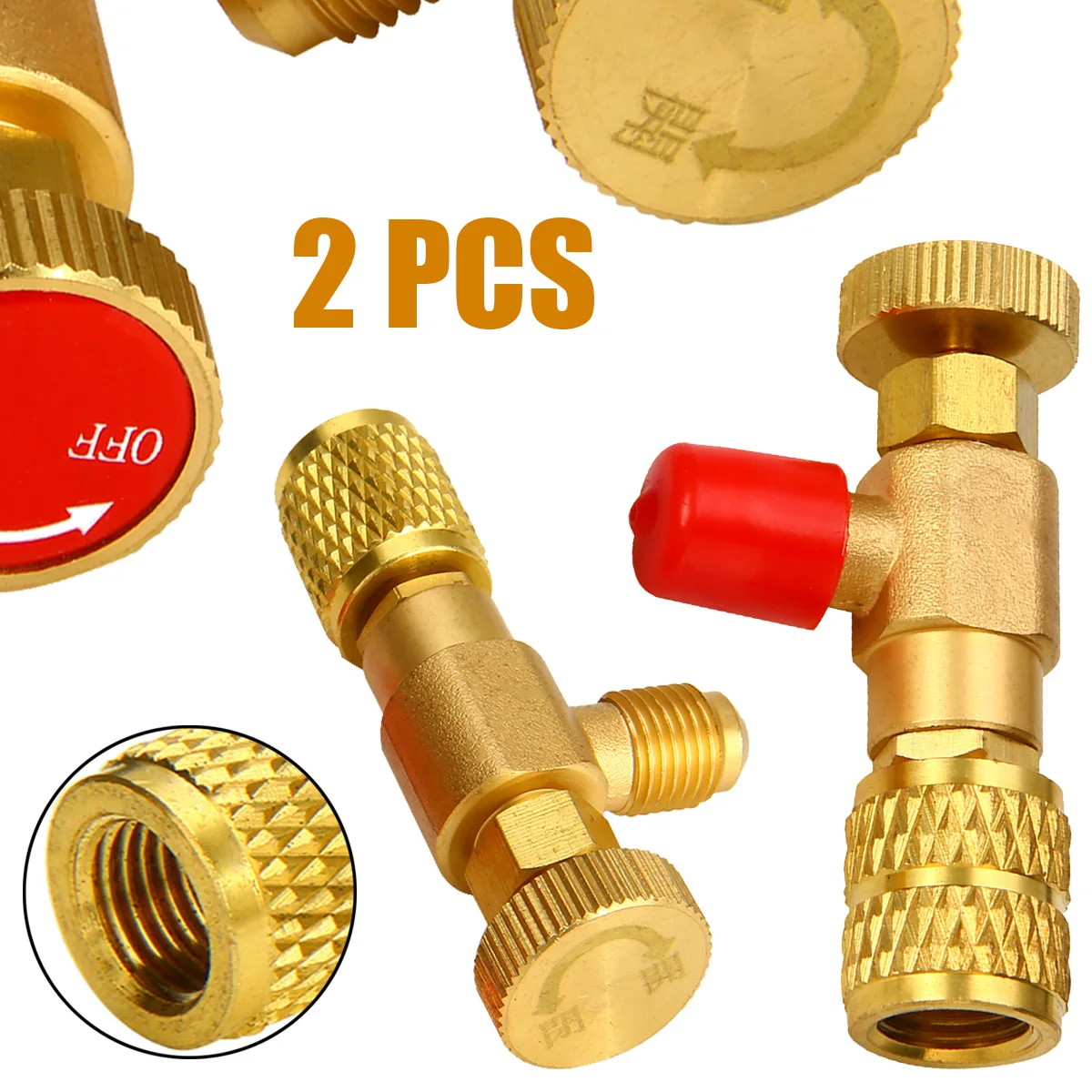 

2Pcs Car Refrigeration Adapter Durable Refrigeration Charging Adapter R22/R410A For 1/4" Safety Valve Service