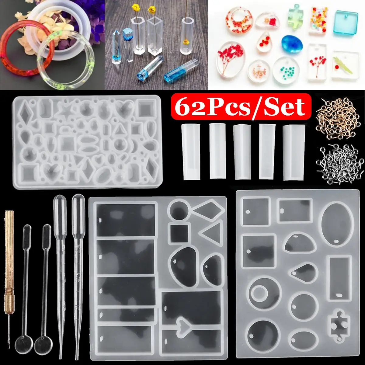 

1 Set Silicone Mold Mould Epoxy Resin Crafts Molds DIY Jewelry Making Tools Bracelet Pendant Earrings Jewelry Casting Molds Kit