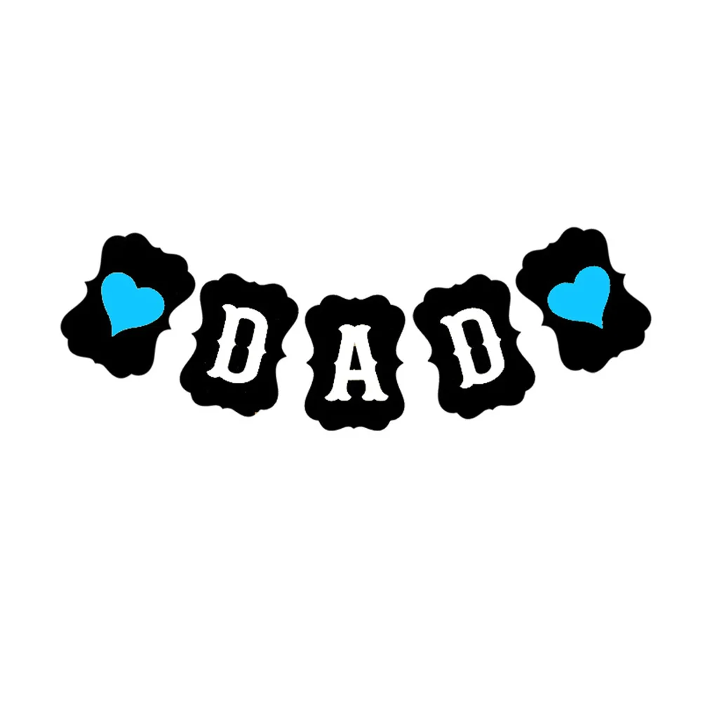 

1 PC New 3M Happy Birthday Daddy Banner Love Heart DAD Banner For 2019 Father'S Day Party Decoration (Black + White)