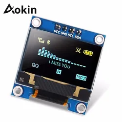 Aokin – Module d'affichage LED LCD Oled jaune bleu, 0.96 pouces I2c série 12864, 128x64, pour Arduino Raspberry Pi 