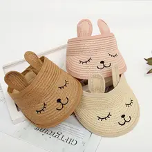 Летняя детская соломенная шляпа с котом, Корейская Повседневная Солнцезащитная пляжная шляпа для мальчиков и девочек