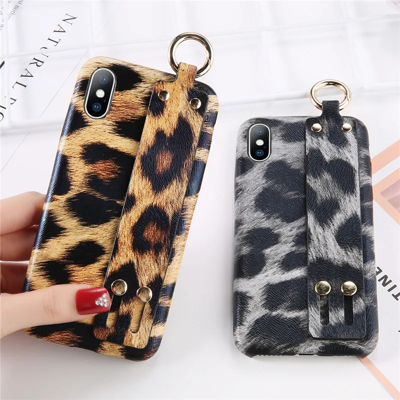 

Ottwn Fashion leopard print Phone Cover For iPhone 6 6S 7 8 Plus X XR XS Max Annulus button Cases Chic Back Case Cover Capa