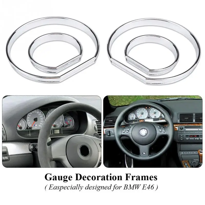 4pcs Car Front Dashboard Speedometer Gauge Decoration Frame Chrome Gauge Dash Dial Rings Trim for BMW E46 Auto Replacement Parts 4pcs Car Front Dashboard Speedometer Gauge Decoration Frame Chrome Gauge Dash Dial Rings Trim for BMW E46 Auto Replacement Parts