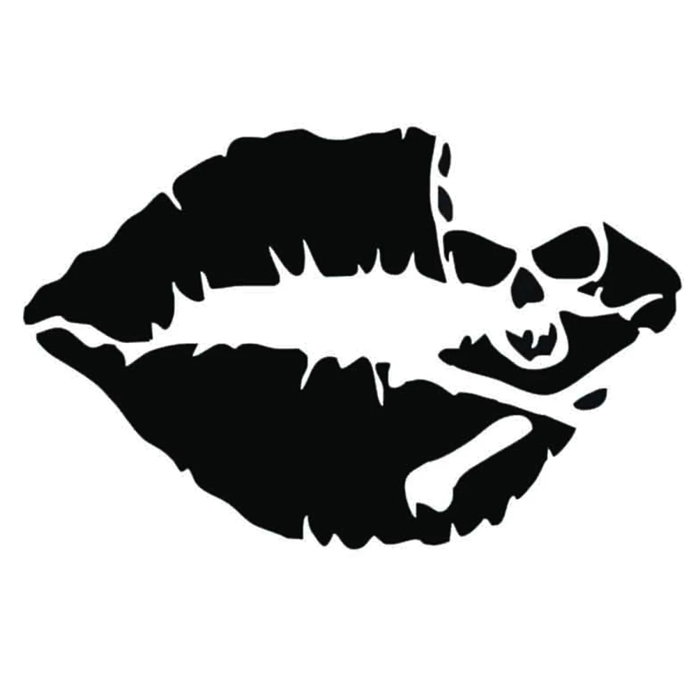 

11CM*7CM The Red Lip Skull car stickers SUPER LARGE black white reflective car styling covers accessories wall tail