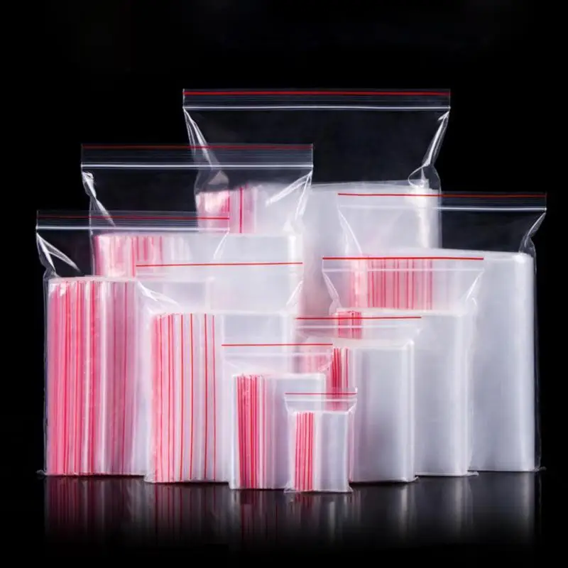 

100pcs/pack Small Zip Lock Plastic Bag Reclosable Clear Poly Bag Earrings Jewelry Bag Snack Candy Food Packaing Storage Bag