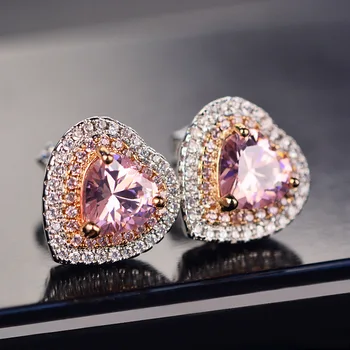 

Charms Heart Shape Women's Earrings 925 Sterling Silver Jewelry Stud Earrings Spinel Gemstone Fashion Wedding Engagement Jewelry