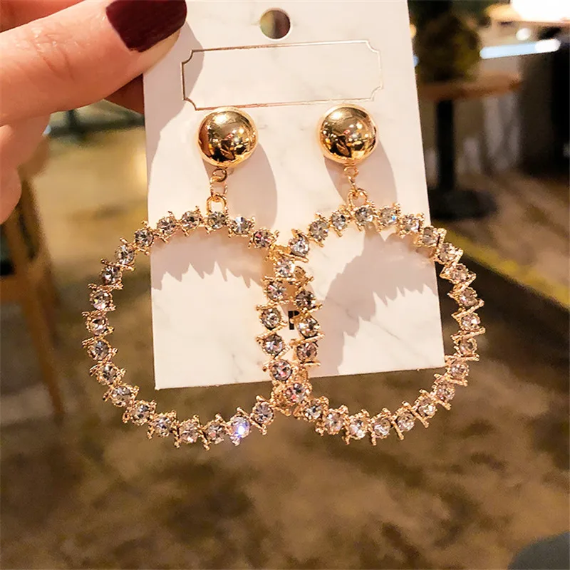 

FYUAN Fashion Geometric Crystal Drop Earrings for Women Thread Gold Color Ball Rhinestone Dangle Earrings Party Jewelry Gifts