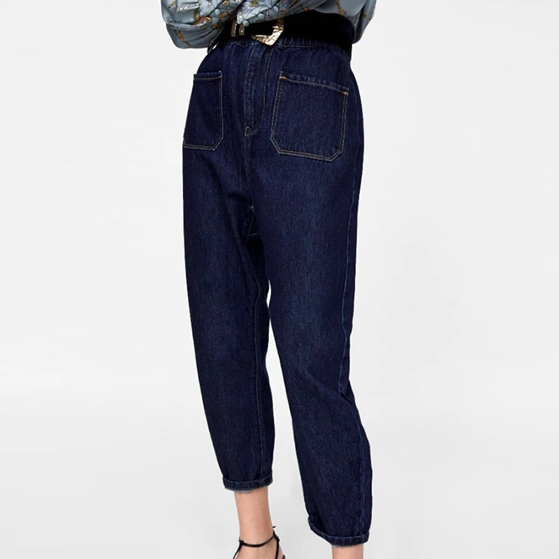 SHENGPALAE 2019 New Spring High Waist Jeans Button Pockets