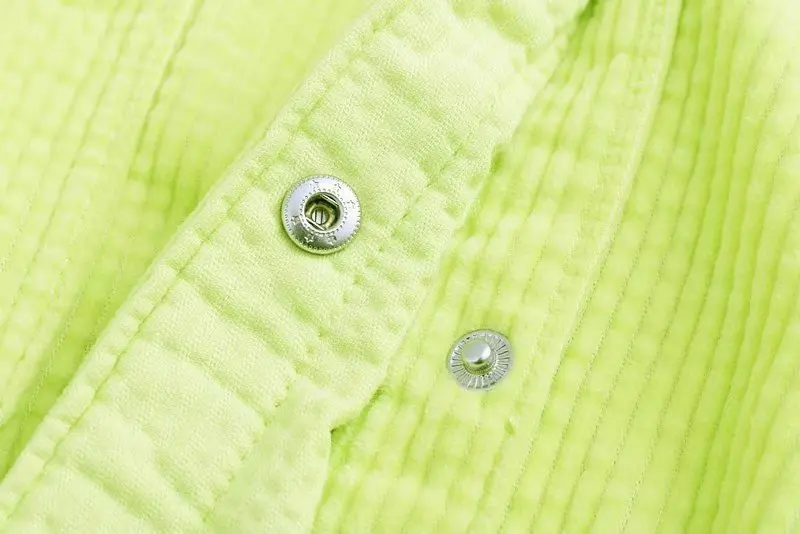 wonderful  2020 Spring Women Green Color Corduroy Jacket Loose Single Breasted Coat Fashion Button Down Tassel