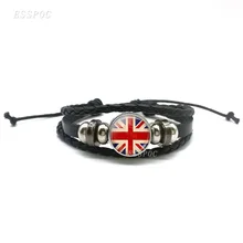 Модные Многослойные плетеные браслеты с британским флагом стеклянные