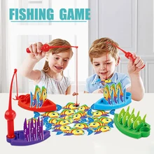 Набор рыболовных игрушек для детей, развивающие игрушки с музыкой, электрическая вращающаяся интерактивная игра для рыбалки, забавные спортивные игрушки для детей
