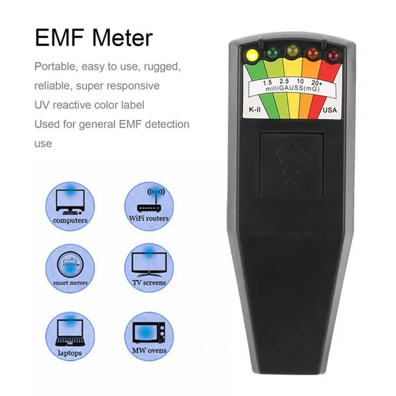Фото Черный Портативный электрический детектор магнитного поля Тестер EMF Гаусс метр Черный Портативный электрический детектор магнитного поля Тестер EMF Гаусс метр